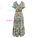 La DoubleJ Ivory / Turquoise Multi Floral Ruffle Long & Sassy Maxi Dress - Autre Marque