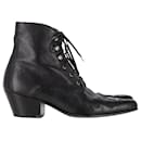  Saint Laurent Western Lace-Up Ankle boots inn Black Leather