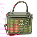 CHANEL Wicker Vanity Chain Shoulder Bag Rattan 2way Pink Silver CC Auth 114201A - Chanel