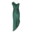 Cushnie Et Ochs Emerald Green Satin Asymmetric Dress - Autre Marque