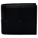  Bottega Veneta Cassette Intrecciato Billfold Wallet in Black Leather