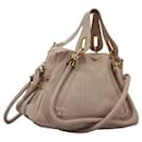 Chloe Paraty Hand Bag Leather 2way Beige Gold Auth 115483 - Chloé