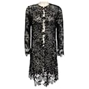 Libertine Crystal Embellished Black Lace Open Front Coat - Autre Marque