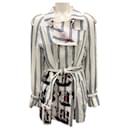 Libertine White / Navy 2021 Striped Printed Linen Coat - Autre Marque