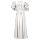 Rotate Birger Christensen Noon Puffy-Sleeved Midi Dress in White Polyester - Autre Marque