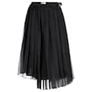Jupe midi en tulle plissée asymétrique Fendi en soie noire