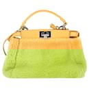  Fendi Mini Peekaboo Shearling Handbag in Yellow Sheepskin