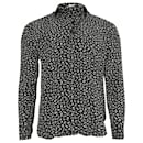Saint Laurent Printed Long Sleeve Shirt in Black Silk