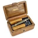Hermes Vintage Travel Razor Shaving Set Brown Leather Case - Hermès