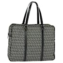 FENDI Zucchino Canvas Hand Bag Navy Silver Auth 114726 - Fendi