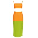 Emilia Wickstead orange darted panelled crop top pencil skirt set - Autre Marque