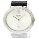Rolex Cellini 18K White Gold Leather Hand-Winding Men's Watch