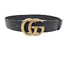 CINTURÃO GUCCI NOVO FIVELA LOGO GG MARMONT 397660 COURO PRETO 95 - Gucci