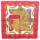 Foulard HERMES Carre 90 ""FESTIVAL DES AMAZONES"" Soie Rouge Auth am7739 - Hermès