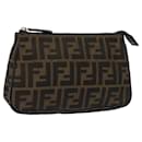 FENDI Zucca Canvas Pouch Brown Black Auth 114794 - Fendi