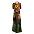 Floral Silk Jersey Maxi Evening Dress with Overskirt - Autre Marque