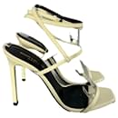  Saint Laurent Amber Strappy High-Heeled Sandals in Cream Leather