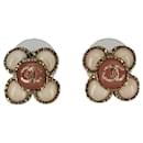 Chanel Flower CC Earrings in Pink Enamel