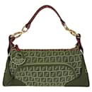 Fendi Zucchino Canvas Leather Handbag