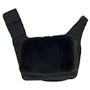 Sac à épaule en nylon et fourrure avec logo Prada