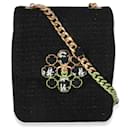 Chanel Black Wool Tweed Camellia Flower Mini Flap Bag