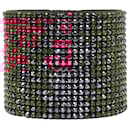 Bracelet large en suède rouge orné de strass Swarovski