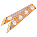 Hermès Orange Lift Profile Silk Twilly Scarf