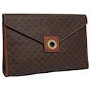 CELINE Macadam Canvas Clutch Bag PVC Leather Brown Auth 115097 - Céline