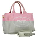 PRADA Canapa PM Hand Bag Denim 2way Pink Gold Auth BD514 - Prada