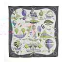 Hermès 1994 Square Scarf 90 The Follies of Heaven Dark Gray Silk Scarf Hermes