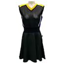 Louis Vuitton Black / Yellow / Blue Ribbed Waist Sleeveless Dress