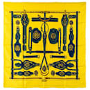 Hermès Yellow Harnais Des Presidents Silk Scarf