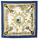 Hermès White Grands Attelages Silk Scarf