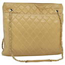 CHANEL Matelasse Chain Shoulder Bag Lamb Skin Beige Gold CC Auth bs22830 - Chanel