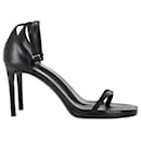 Saint Laurent Jane 90 Ankle Strap Sandals in Black Calfskin Leather