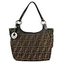 Fendi Brown Zucca Canvas Leather Shoulder Bag