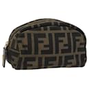 FENDI Zucca Canvas Pouch Brown Black Auth KD058 - Fendi