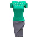 Chiara Boni La Petite Robe Emerald / Gold Grommet Detail Cold Shoulder Nylon Stretch Dress - Autre Marque