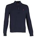 Polo Ralph Lauren Mock Neck Long Sleeve Jumper in Navy Blue Cotton