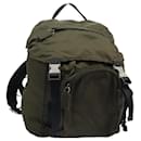 PRADA Backpack Nylon Khaki Black Silver Auth bs22985 - Prada