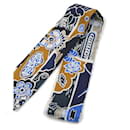 Hermes Twilly Scarf Bingata Marine Tabac Blue Vif - Hermès