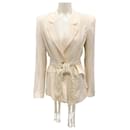 Ramy Brook Ivory Rattan Macrame Belted Mildred Jacket - Autre Marque
