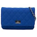 Chanel Blue Reissue 2.55 Quilted Jersey Wallet On Chain