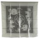 Hermès Gray Ex Libris Glam Silk Scarf
