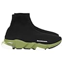 Balenciaga Speed Clear Sole Sneakers in Black and Red Polyester