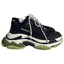 Balenciaga Triple S Sneakers in Black Polyurethane