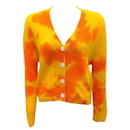 The Elder Statesman Yellow / Orange Cashmere Knit Cardigan Sweater - Autre Marque