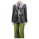 Grey Anywhere panelled velvet blazer - size UK 10 - Autre Marque