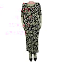 Black floral printed midi dress - size L - Autre Marque