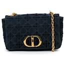 Dior Blue Medium Velvet Cannage Caro Bag